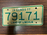 VTG 1977 Land of Lincoln Illinois Motorcycle License Plate 79171