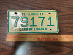 VTG 1977 Land of Lincoln Illinois Motorcycle License Plate 79171