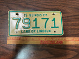 VTG 1977 Land of Lincoln Illinois Motorcycle License Plate 79171