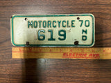 VTG 1970 North Dakota State Motorcycle License Plate 619