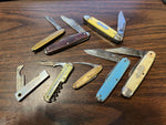 VTG Made in USA Lot of 9 Straight Edge Folding Pocket Knives Various Designs