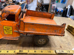 Vtg Tonka Toy Metal Truck State Highway Dept Hydraulic Dump Orange 1950's