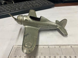 Vtg Kiddie Toy Airplane WW2 Hubley Cast Fold up Wheels Mustang Fighter Plane