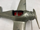 Vtg Kiddie Toy Airplane WW2 Hubley Cast Fold up Wheels Mustang Fighter Plane