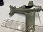 Vtg Kiddie Toy Airplane WW2 Hubley Cast Fold up Wheels Mustang Fighter Plane