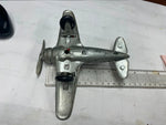 Vtg Kiddie Toy Airplane WW2 Hubley Cast Fold up Wheels Mustang Fighter Plane