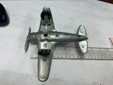 Vtg Kiddie Toy Airplane WW2 Hubley Cast Fold up Wheels Mustang Fighter Plane