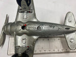 Vtg Kiddie Toy Airplane WW2 Hubley Cast Fold up Wheels Mustang Fighter Plane