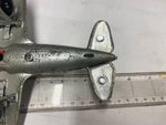 Vtg Kiddie Toy Airplane WW2 Hubley Cast Fold up Wheels Mustang Fighter Plane