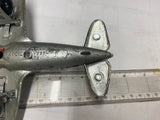 Vtg Kiddie Toy Airplane WW2 Hubley Cast Fold up Wheels Mustang Fighter Plane