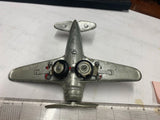 Vtg Kiddie Toy Airplane WW2 Hubley Cast Fold up Wheels Mustang Fighter Plane