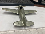 Vtg Kiddie Toy Airplane WW2 Hubley Cast Fold up Wheels Mustang Fighter Plane