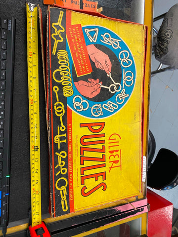 Vtg Gilbert Puzzle Set Original Box Instructions Rings Metal Magic Board Game