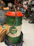 Vtg Quaker State Oil Can 120lb Hand Pump Service Gas Station Garage Drum Man Cav