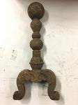 Antique Vtg Rusted Cast Iron Hammered Look Fireplace Pair Andirons cast # 3720