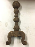 Antique Vtg Rusted Cast Iron Hammered Look Fireplace Pair Andirons cast # 3720