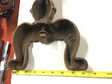 Antique Vtg Rusted Cast Iron Hammered Look Fireplace Pair Andirons cast # 3720