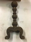 Antique Vtg Rusted Cast Iron Hammered Look Fireplace Pair Andirons cast # 3720