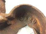 Antique Vtg Rusted Cast Iron Hammered Look Fireplace Pair Andirons cast # 3720