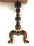 Antique Vtg Rusted Cast Iron Hammered Look Fireplace Pair Andirons cast # 3720