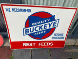Vtg 36x48 Buckeye Feed Metal Tin Sign Advertising General Store Hardware Oil Gas