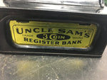 Vintage 1950s Uncle Sam's 3 coin tin register bank tin toy silver coin