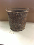 Vtg rusty old steel garden planter decoration pail bucket rustic look w handle