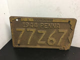 Vintage license plate lot 2 1944 PENNA 77Z67 & 1946 PENNA MA672 mancave garage