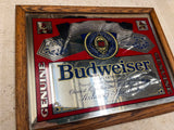 Vtg Made in Canade Budweiser King of Beers 9.5X12 mirrored advertisement sign