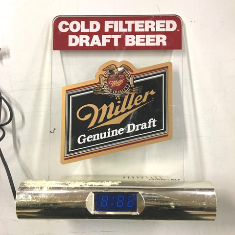 1970s Miller Genuine Draft Beer Sign Clock Display Breweriana Bar Mancave Collec