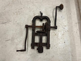 Vtg antique barn beam drill solid metal farming tool equipment post auger