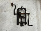 Vtg antique barn beam drill solid metal farming tool equipment post auger