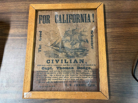 VTG Antique For California! The Good Schooner Capt. Thomas Dodge Original?
