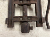 Vtg antique barn beam drill solid metal farming tool equipment post auger