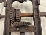 Vtg antique barn beam drill solid metal farming tool equipment post auger