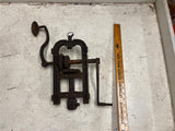 Vtg antique barn beam drill solid metal farming tool equipment post auger