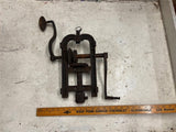 Vtg antique barn beam drill solid metal farming tool equipment post auger
