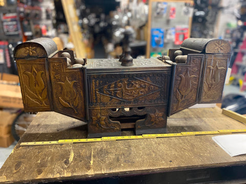 Antique Shoe Shine Polish Repair box French 1800's Tin Brass cobler Street Vendo