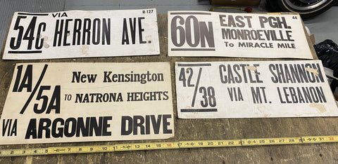 Vtg Bus route Signs New kensington Monroeville castle shannon natrona height LOT