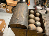 Antique Shoe Shine Polish Repair box French 1800's Tin Brass cobler Street Vendo