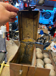 Antique Shoe Shine Polish Repair box French 1800's Tin Brass cobler Street Vendo
