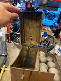 Antique Shoe Shine Polish Repair box French 1800's Tin Brass cobler Street Vendo