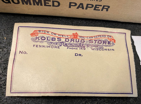 Vtg Advertising Pharmacy Label 1900's Bottle Box Prescription Kolbs Drug store