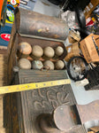 Antique Shoe Shine Polish Repair box French 1800's Tin Brass cobler Street Vendo
