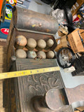 Antique Shoe Shine Polish Repair box French 1800's Tin Brass cobler Street Vendo