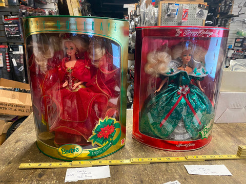 happy holidays barbie doll special edition 1995 1993 NIB Green Red Dress collect