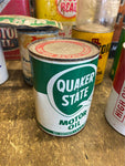Vtg Quaker State Metal Tin Gas Oil Can Pennsylvania Collector Full!
