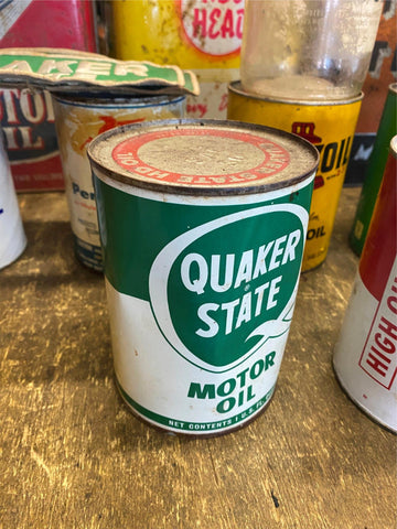 Vtg Quaker State Metal Tin Gas Oil Can Pennsylvania Collector Full!