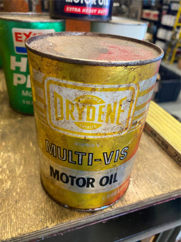 Vtg Drydene Multi Viscosity Oil Gas Can collector Quart!