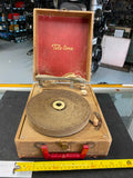 Vtg Tele-tone portable Suitcase Record Player Turntable 78 45 33 50's Vinyl Albu